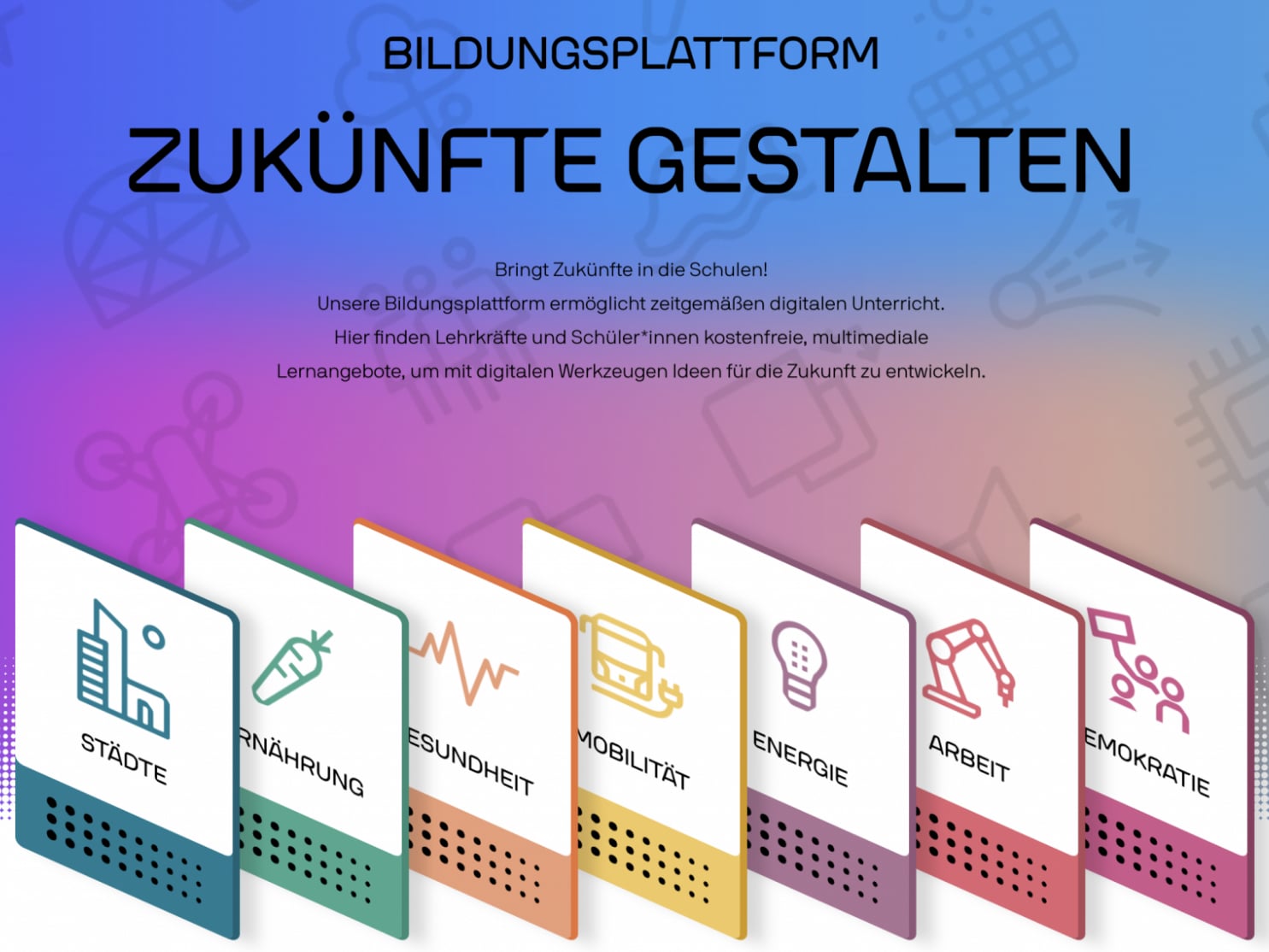 Die neue Online-Bildungsplattform Zukünfte gestalten des Berliner Futuriums ist speziell an Schüler*innen und Lehrkräfte gerichtet und bietet digitale Lehrangebote, sowohl zum Selbstlernen als auch für die Unterrichtsgestaltung. 