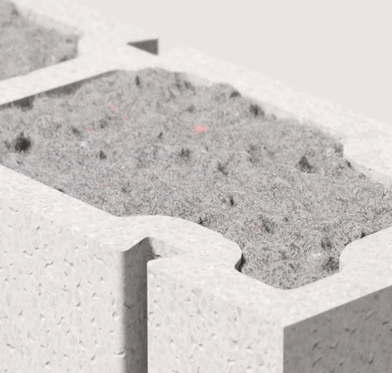 Eine Kerndämmung aus natürlichen Schüttdämmstoffen, wie Holzwolle, Zellulose oder mineralischem Granulat verbessert den Wärmeschutz des Produktes.