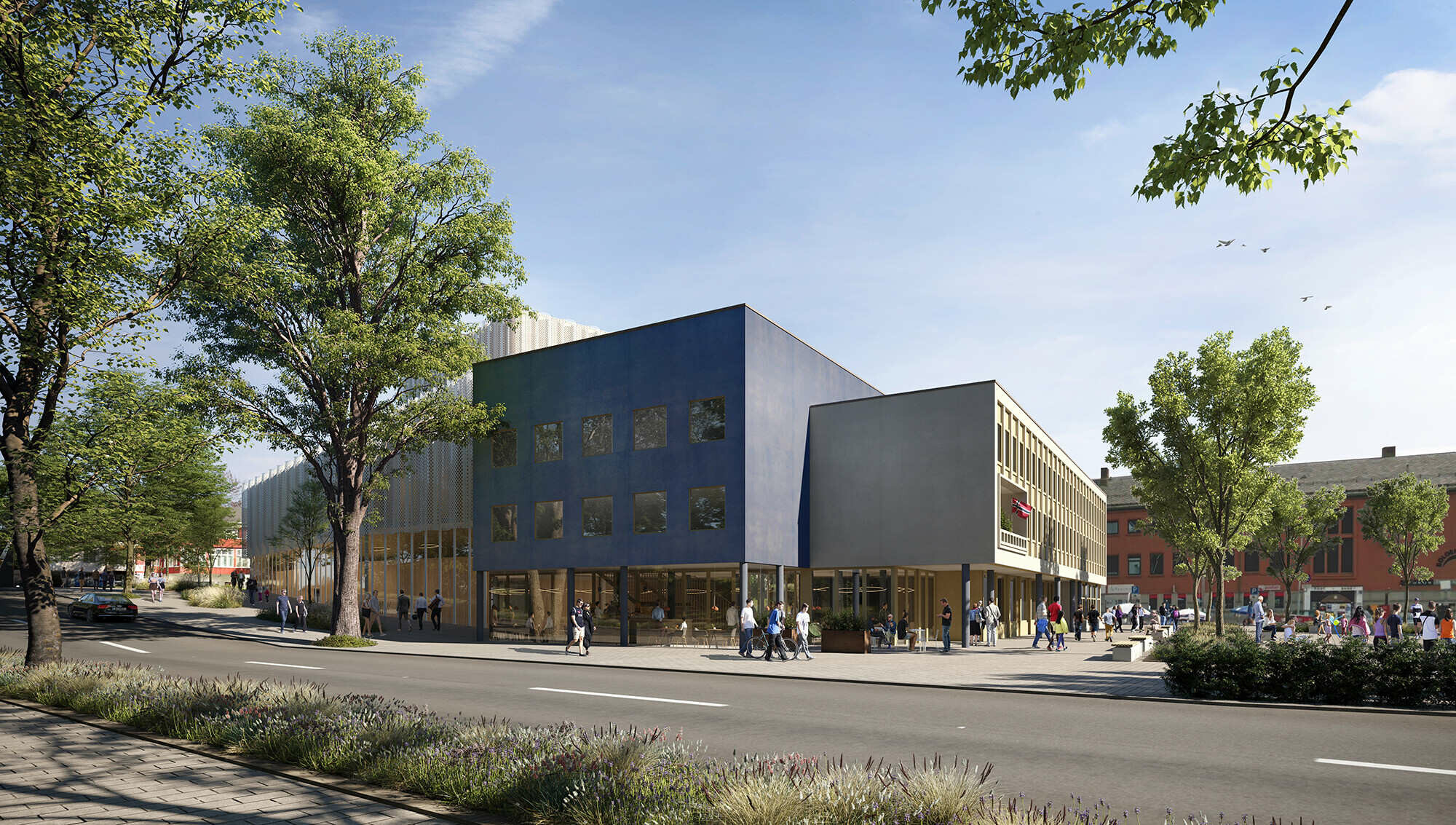 Mit der Gestaltung des Kulturzentrums werden direkte stadträumliche und strukturelle Bezüge zur Umgebung gesetzt. 