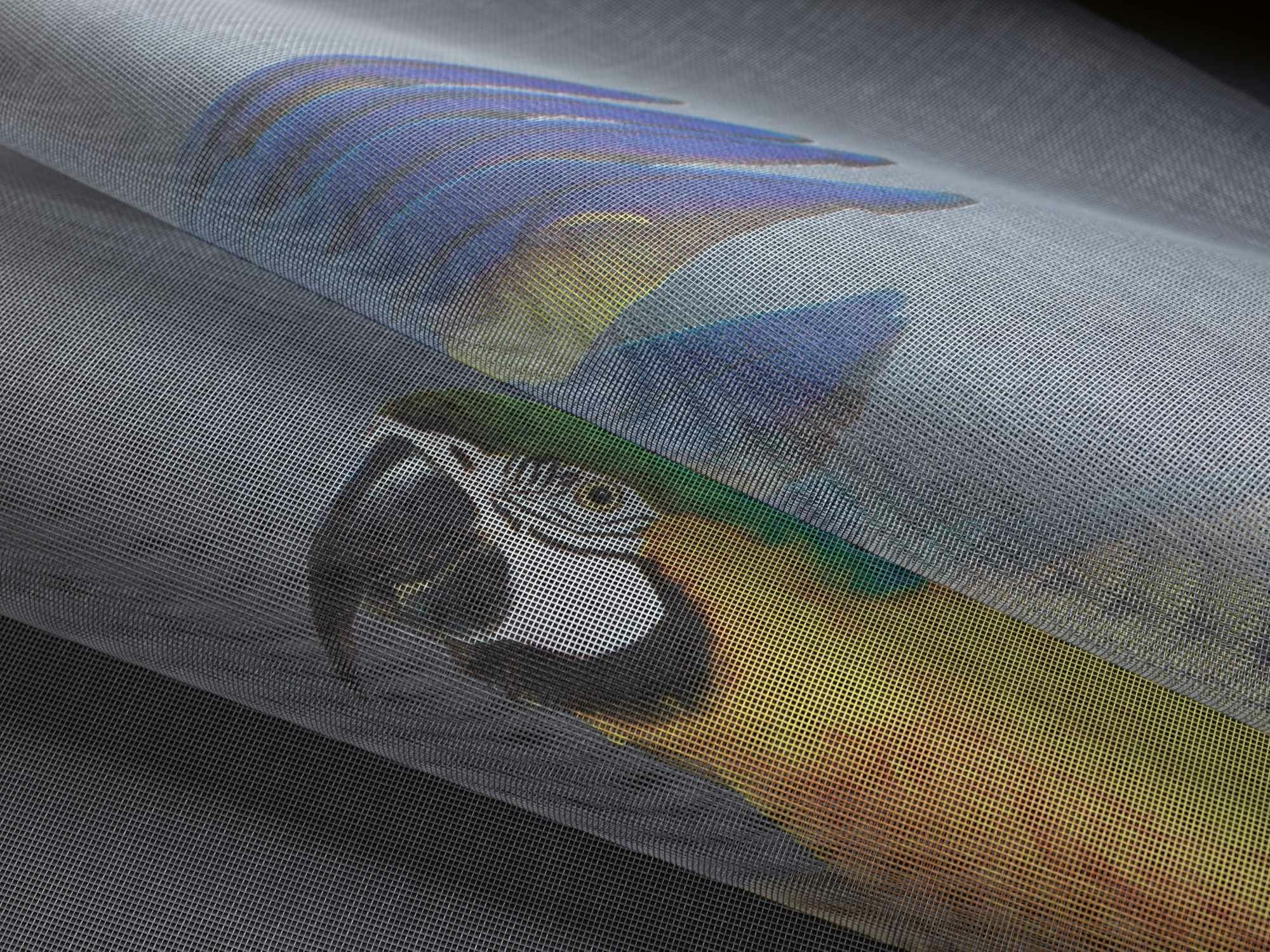 Digitaldrucke machen aus einfachen Insektenschutzgeweben bunte Leinwände.
