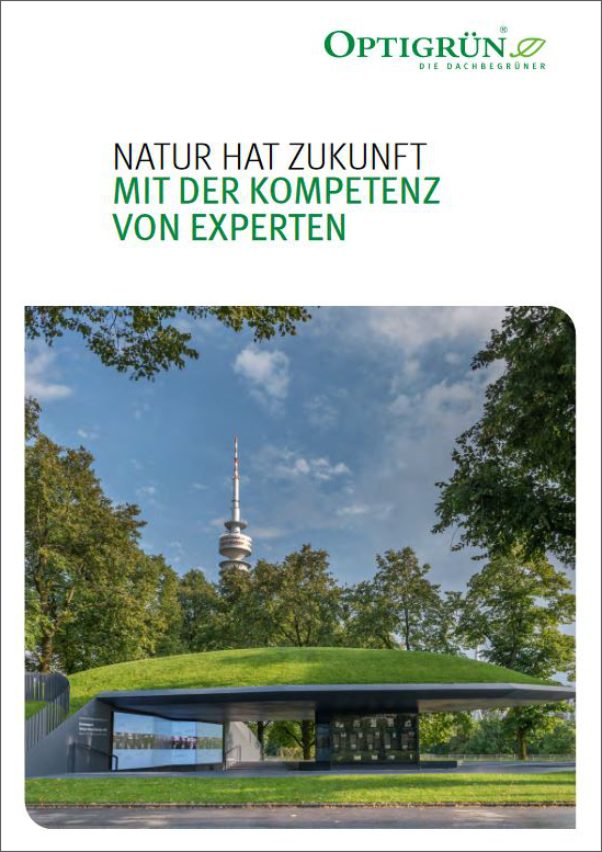 Die Broschüre stellt die Systemlösungen für Dachbegrünungen des Herstellers vor.