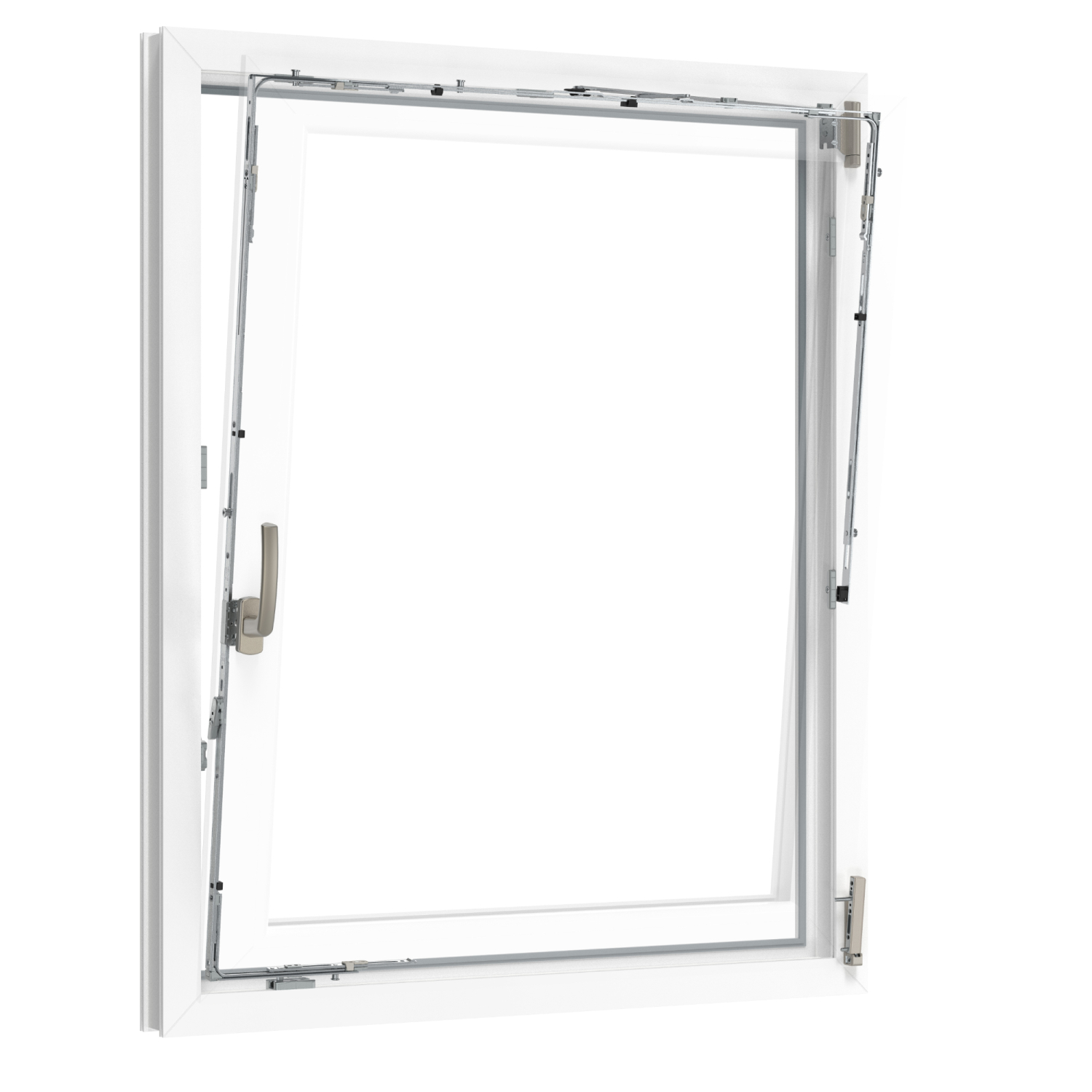 Der Fensterbeschlag Multi-Matic IQ verfügt über einen neuen integrierten Sicherheitsrollzapfen, ein verbessertes Schließteil und eine neue Schere.