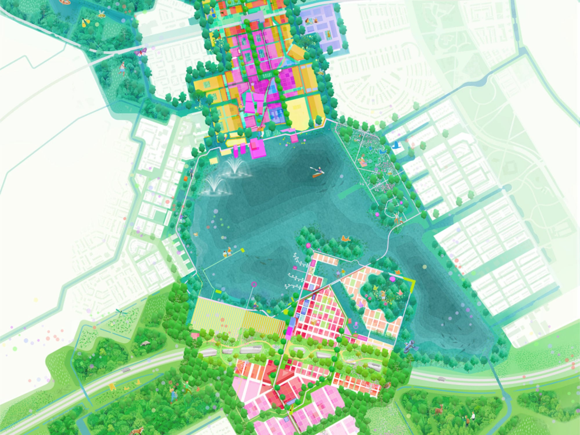 Die Vision des Stadtentwicklungsprojekts Nature Based City of Almere ist die Herstellung eines naturbasierten Stadtkerns.