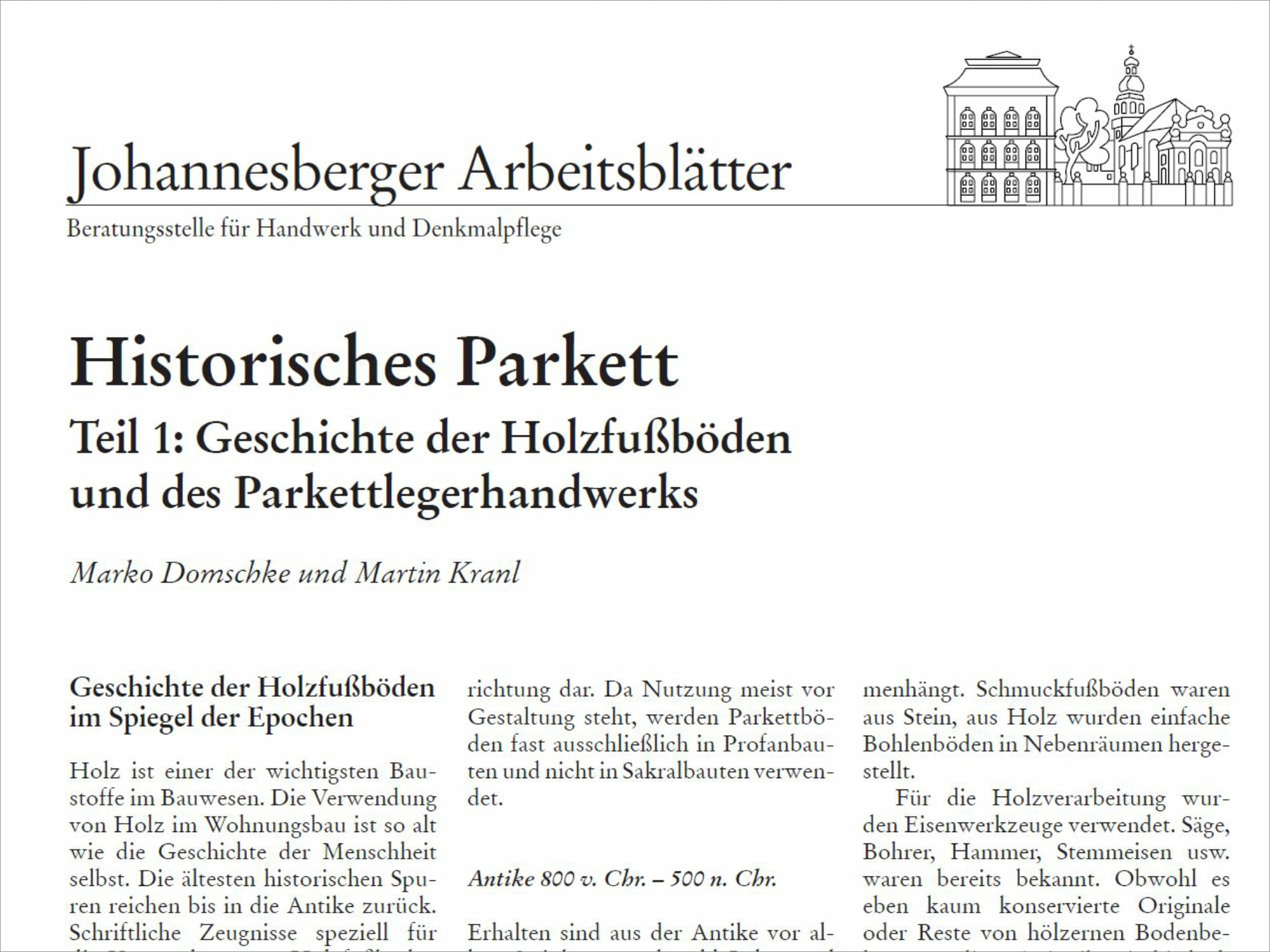 Arbeitsblatt "Historisches Parkett"