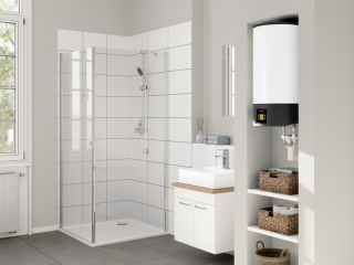 Der Wandspeicher EW-V ECO von Stiebel Eltron besitzt eine besonders effiziente Vakuumisolierung. Diese benötigt weniger Raum und macht das Gerät wesentlich kompakter.