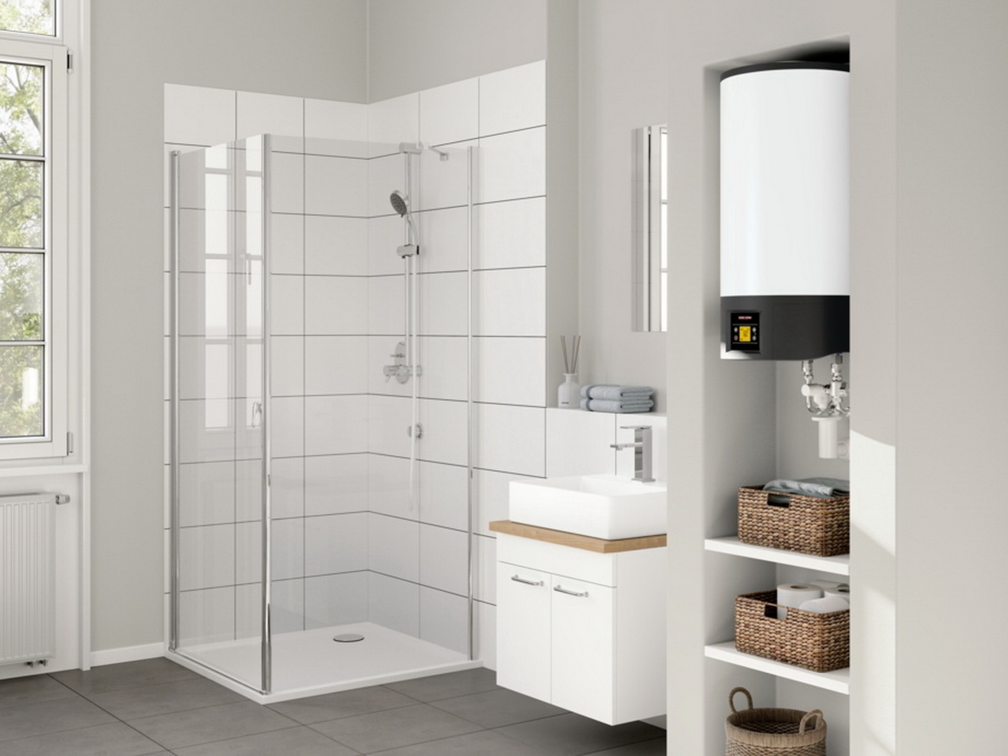 Der Wandspeicher EW-V ECO von Stiebel Eltron besitzt eine besonders effiziente Vakuumisolierung. Diese benötigt weniger Raum und macht das Gerät wesentlich kompakter.