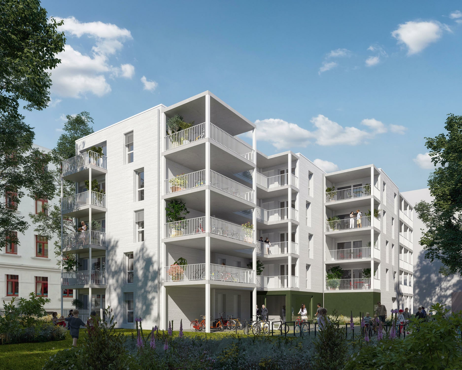 Die Wohnungen bestehen jeweils aus mehreren vorgefertigten Holzmodulen.