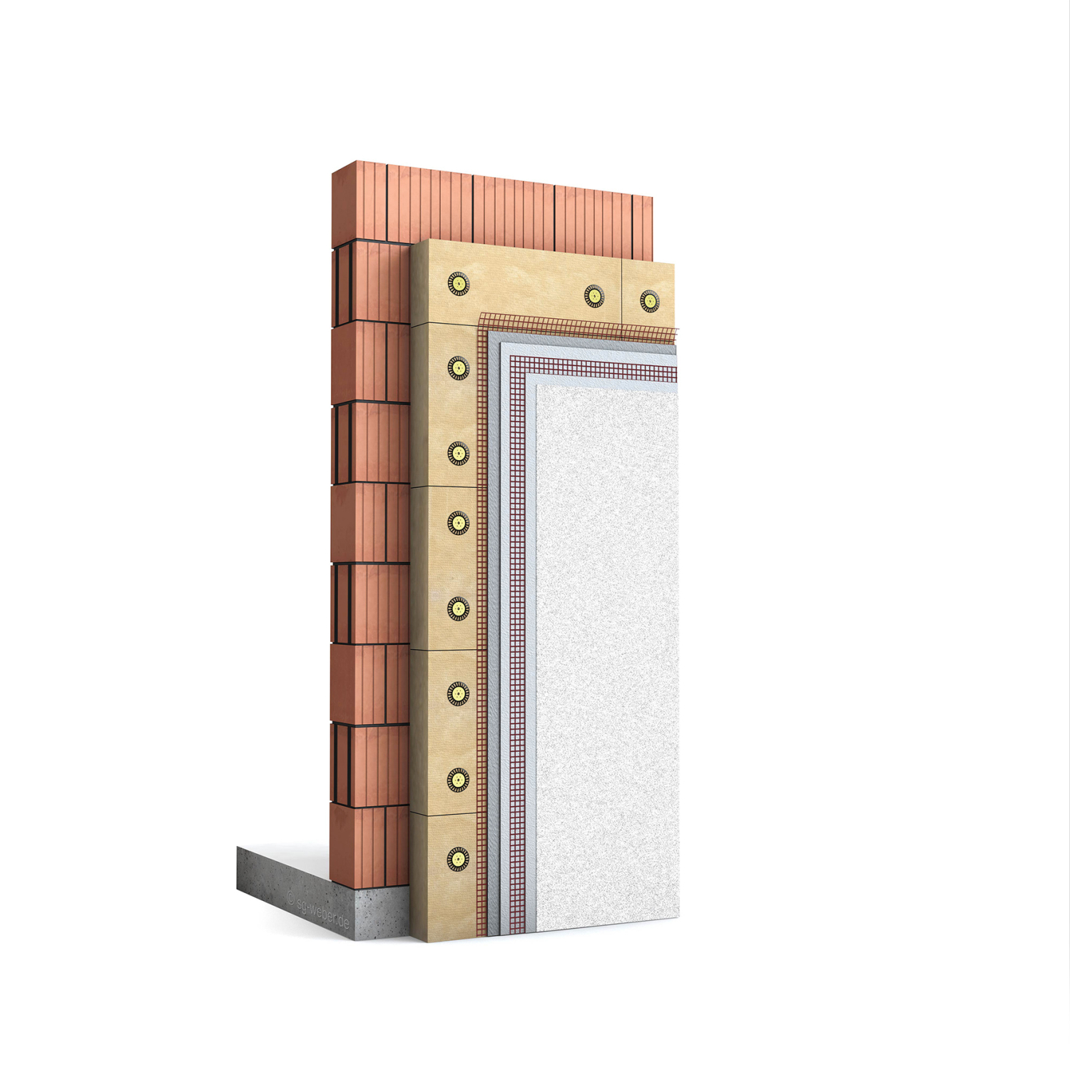 Sie ist Bestandteil des sortenrein rückbaubaren und recycelbaren Wärmedämmverbundsystems „weber.therm circle“ von Saint-Gobain Weber.