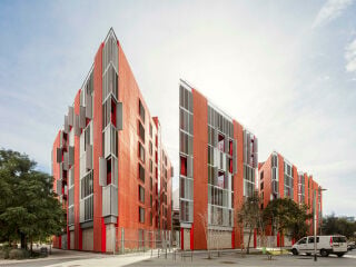 72 Sozialwohnungen nimmt das nach Plänen von MIAS Architects und Coll-Leclerc errichtete Wohngebäude in Barcelona auf.