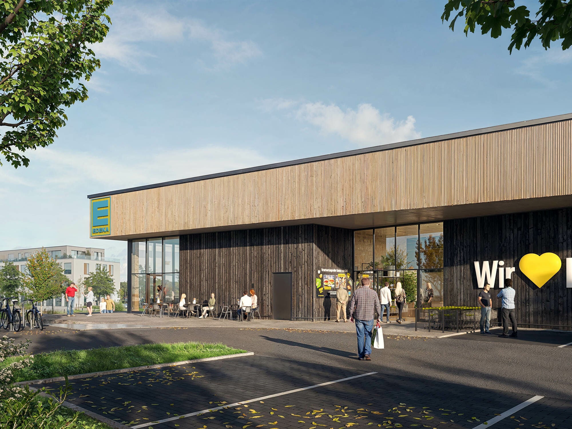 Rendering des neuen, im Bau befindlichen Edeka-Marktes in Braunschweig-Lamme
