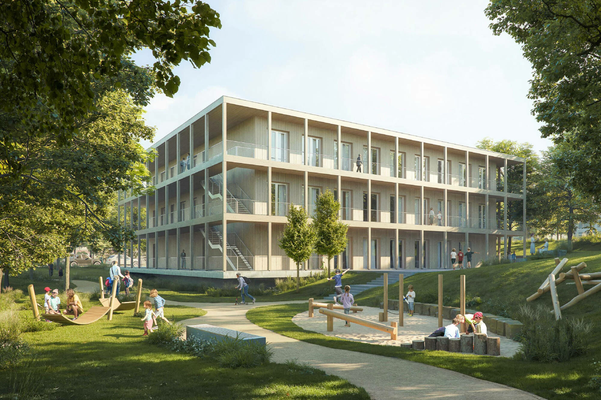 Der Ersatzbau für eine renovierungsbedürftige Schule wurde vom Büro SEHW Architektur  geplant.