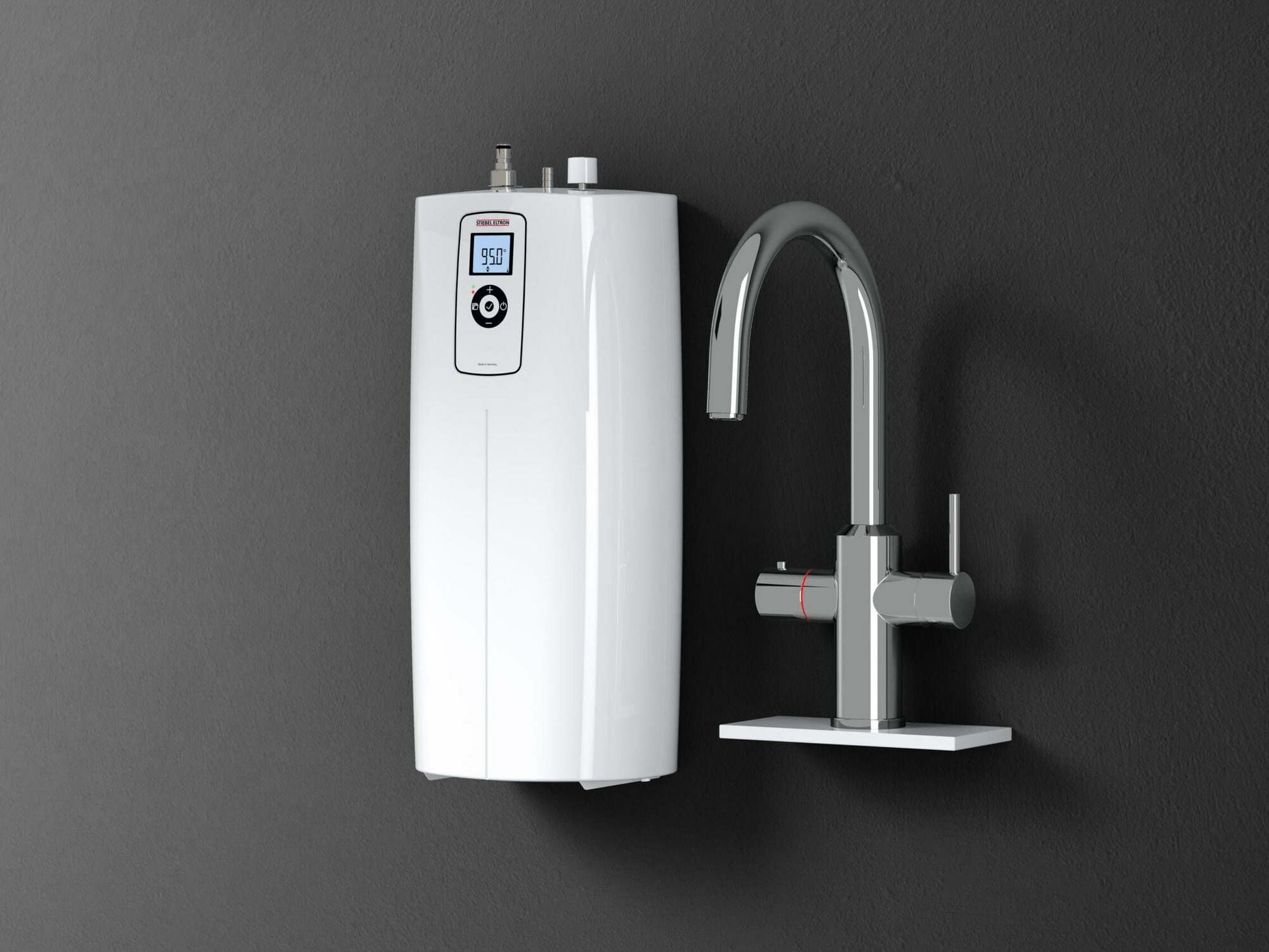 Das heiße Wasser kann dampf- und spritzfrei gezapft werden, wobei die Oberfläche der dazugehörigen Armatur nicht heiß wird und gefahrlos berührt werden kann.