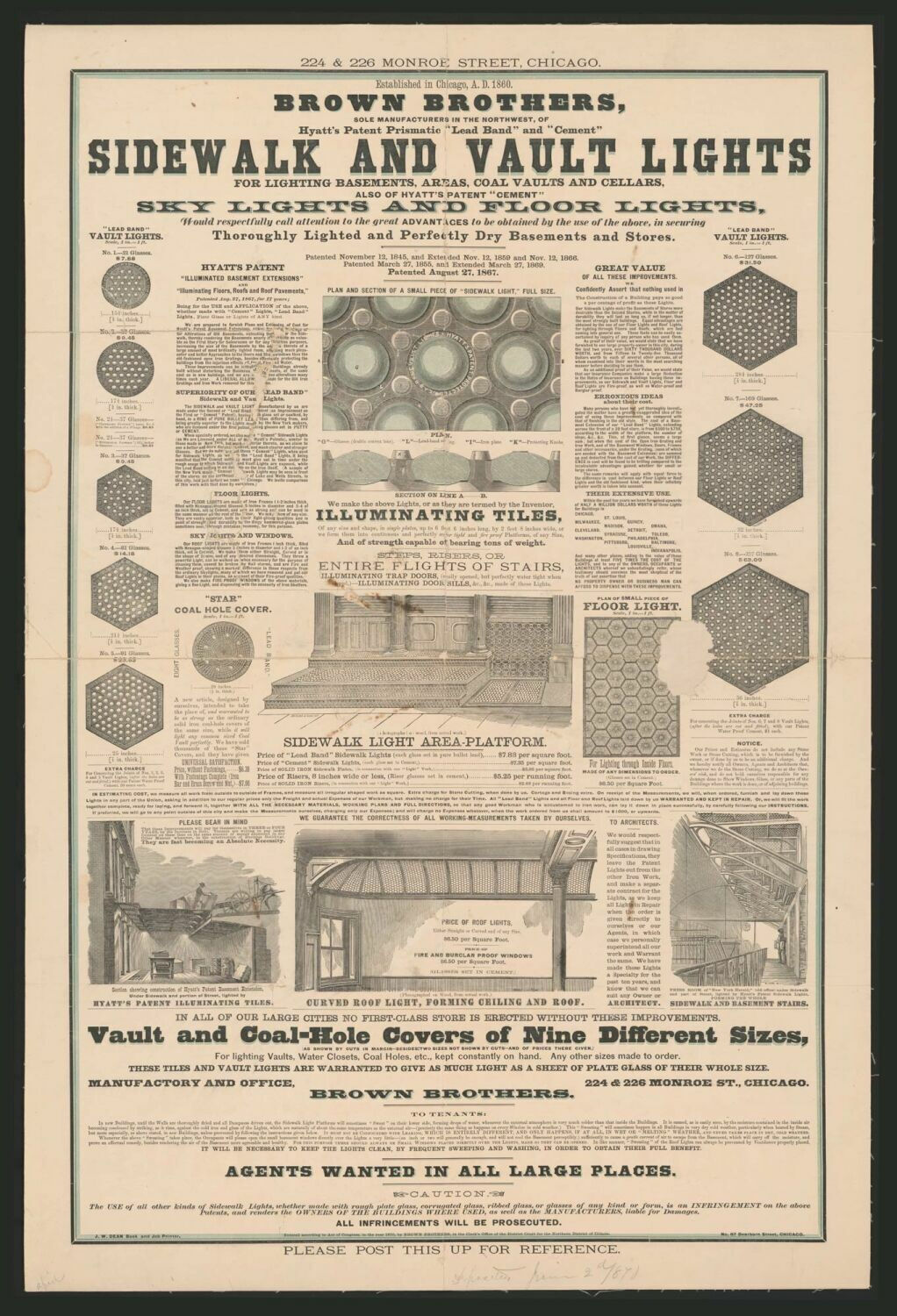 Brown Brothers, Chicago, Sidewalk and Vault Lights, etwa 1870