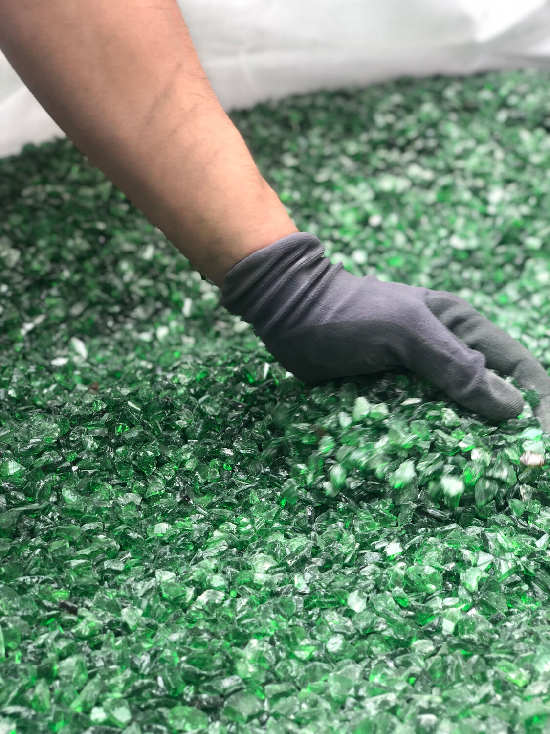 Splitt aus grünem Recyclingglas