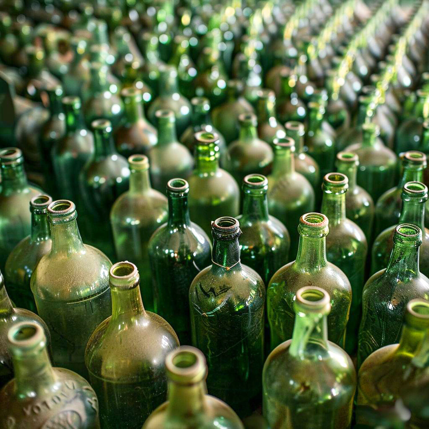 Das Ursprungsmaterial: grüne Glasflaschen
