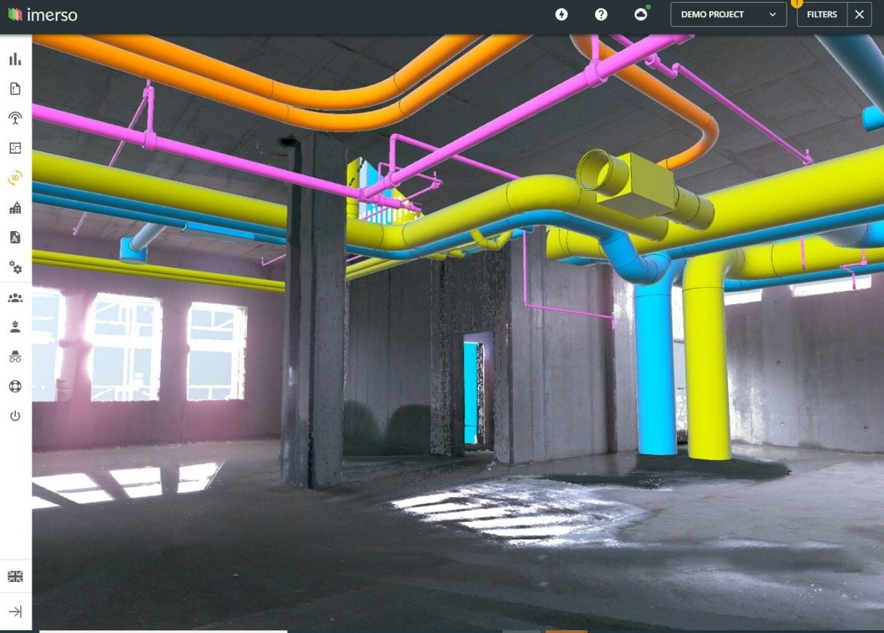 Die Überlagerung des Planungsmodells mit dem 3D-Scan ermöglicht eine frühzeitige Erkennung von möglichen Kollisionen.