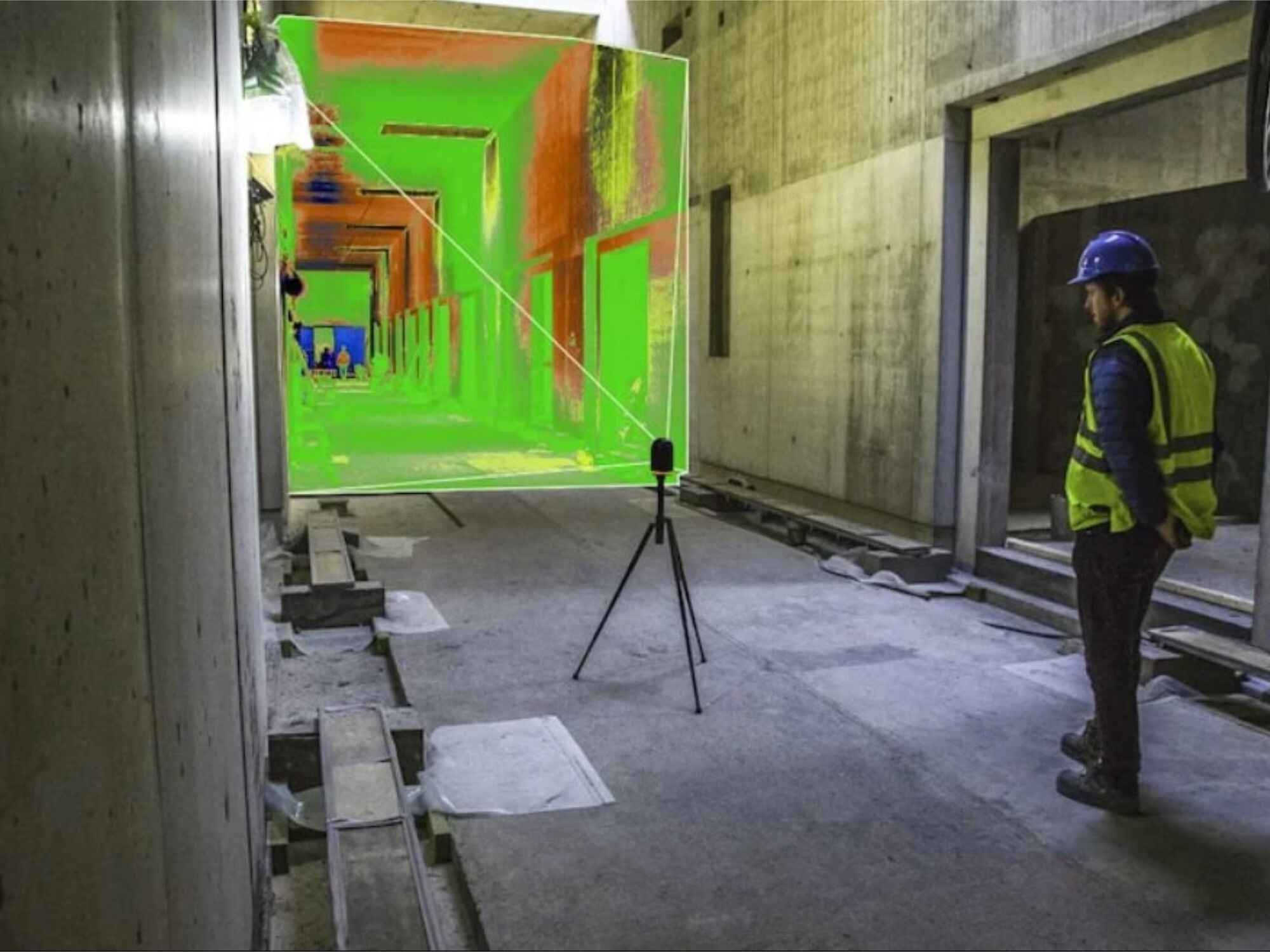Auch ohne Vermessererfahrung lässt sich die Baustelle mit dem Scanner der Softwareanwendung imerso einfach und zuverlässig in den digitalen Raum übertragen.
