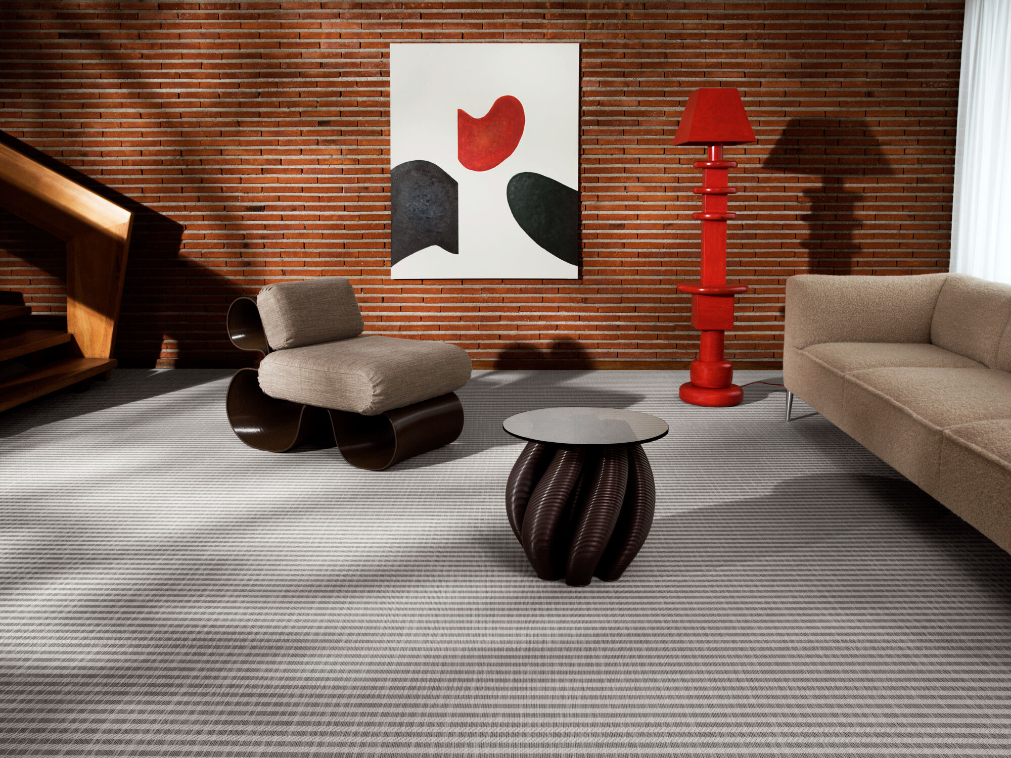 Bodenbelag aus gewebten Vinyl im Farbton Duo Grey
