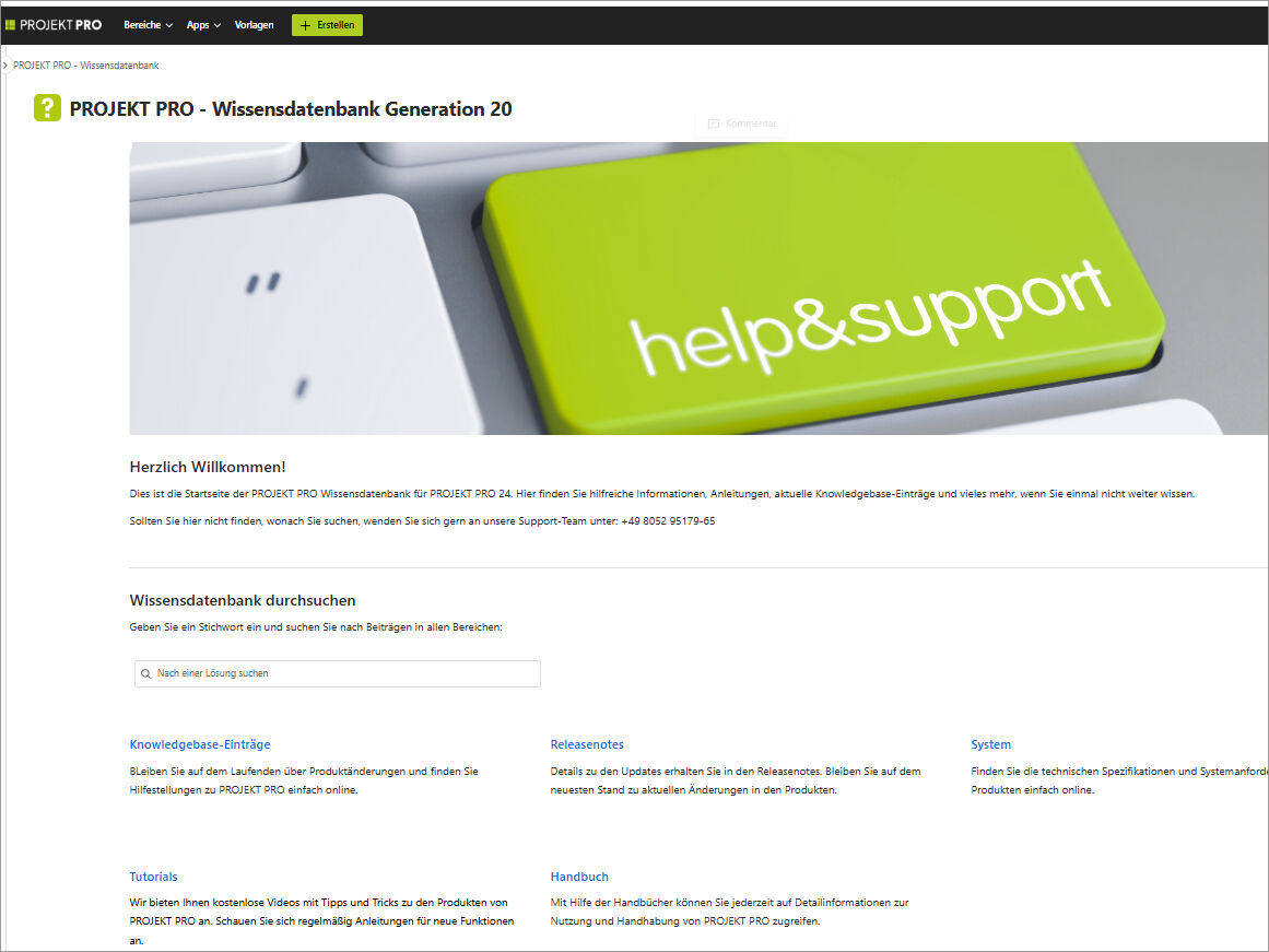 Die Wissensdatenbank zur Software wird stetig aktualisiert.