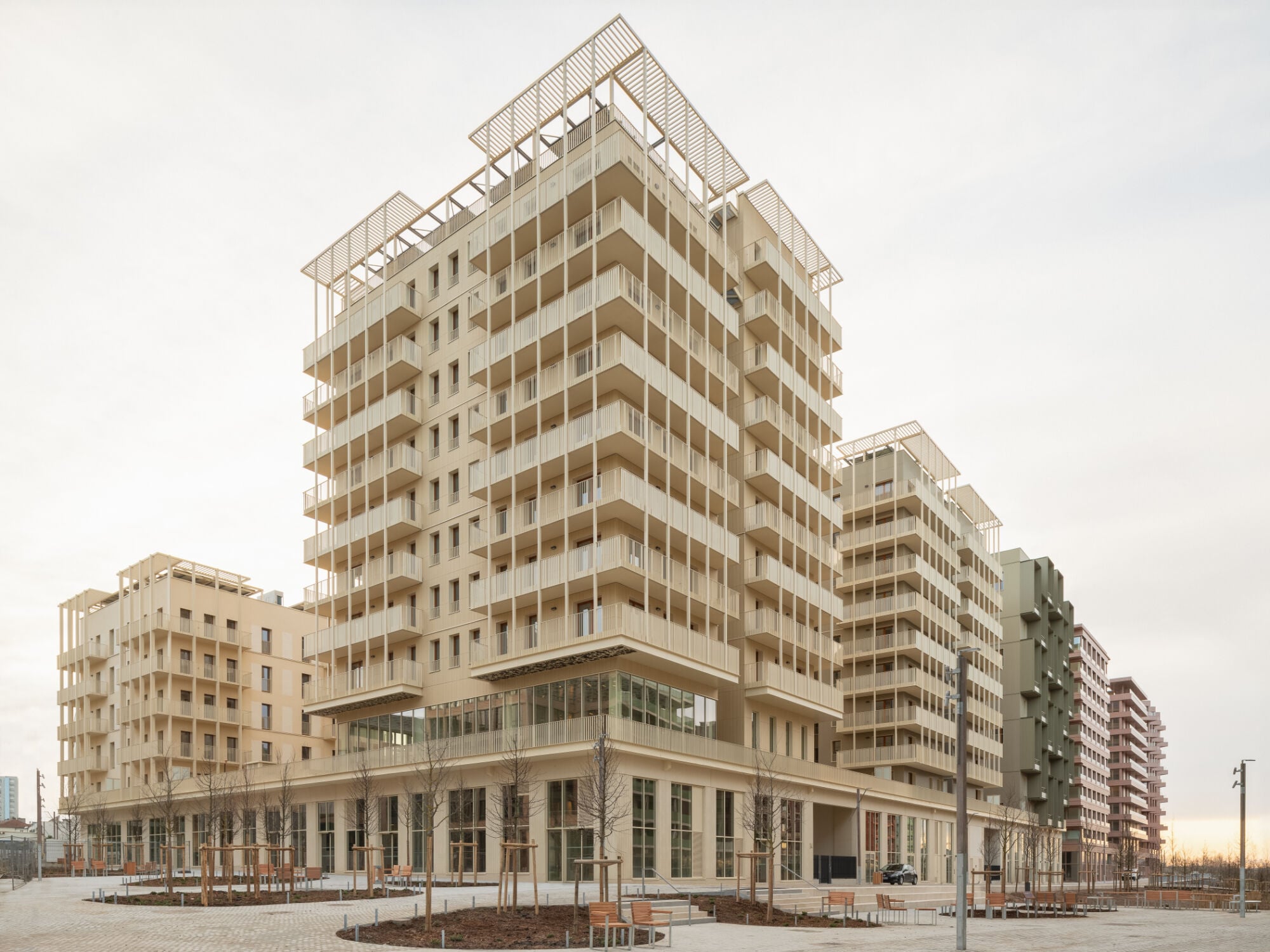 Das Pariser Architekturbüro realisierte auf dem Baufeld E2 drei Gebäude (E2B1, E2B2, E2B3).