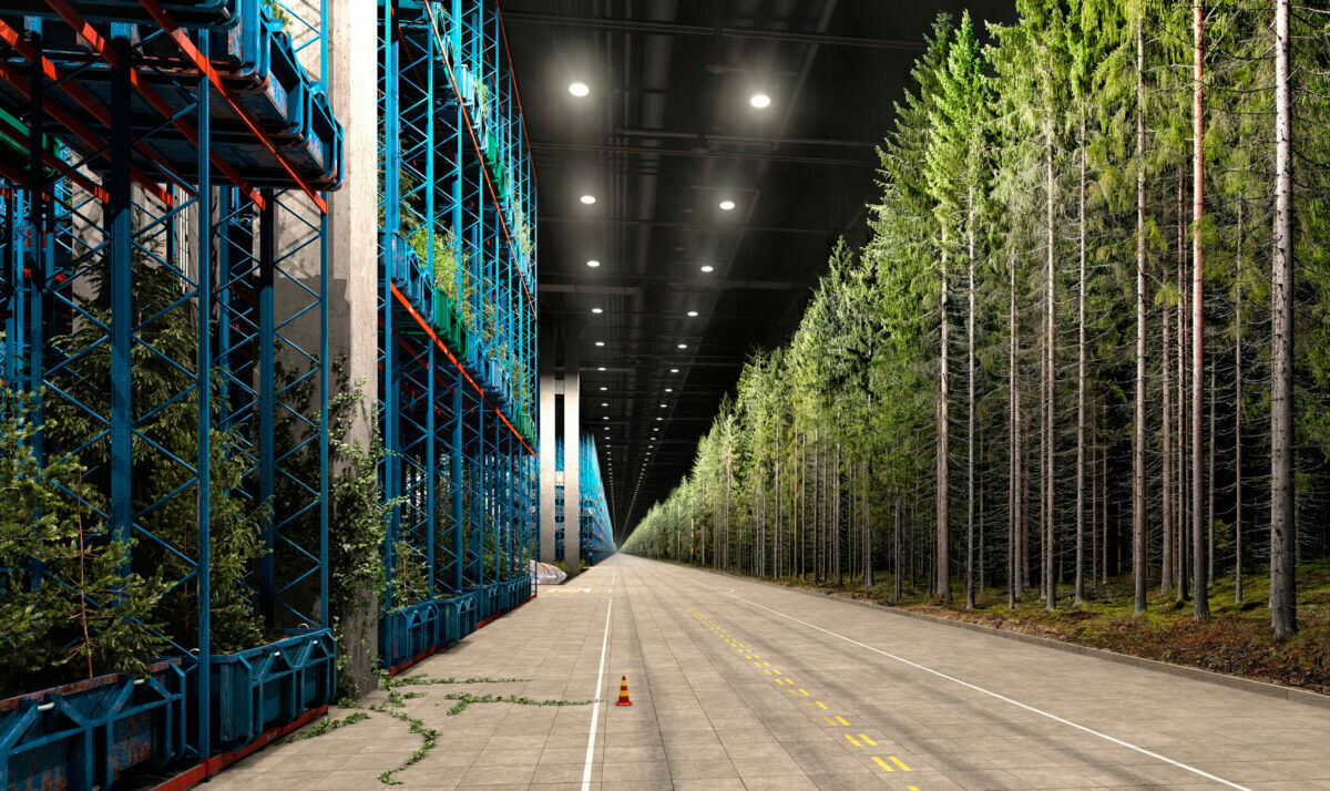 In „Naturale“ (Main Corridor – North, 2013) entwirft der finnische Künstler Ilkka Halso einen fiktiven Lagerkomplex, in dem Natur modular verpackt und konserviert wird – eine kritische Reflexion über den Umgang mit natürlichen Ressourcen in Zeiten technischer Kontrolle und ökologischer Krise.