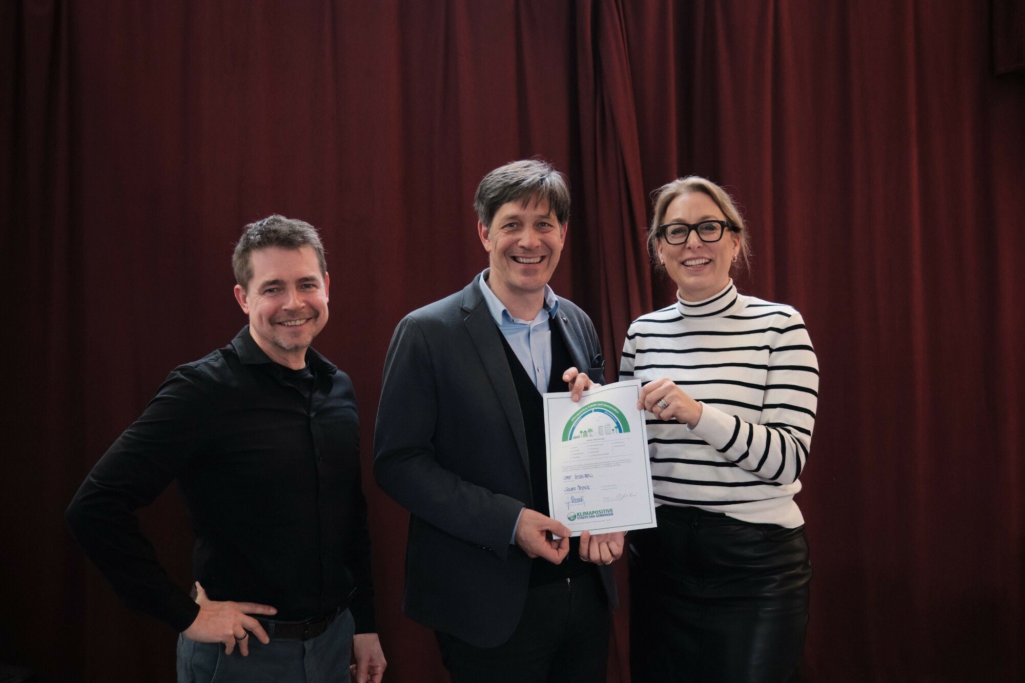 Matthias Schäpers (DGNB), Jürgen Odszuck (Stadt Heidelberg) und Dr. Christine Lemaitre (DGNB) beim diesjährigen Jahrestreffen der Initiative in Heidelberg.