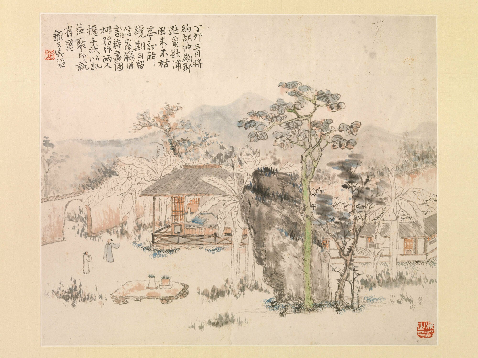 Der japanische Begriff Shakkei bedeutet „geliehener Blick“ oder „geborgte Szenerie“ und beschreibt ein Prinzip der Gartengestaltung, das die Umgebung miteinbezieht.