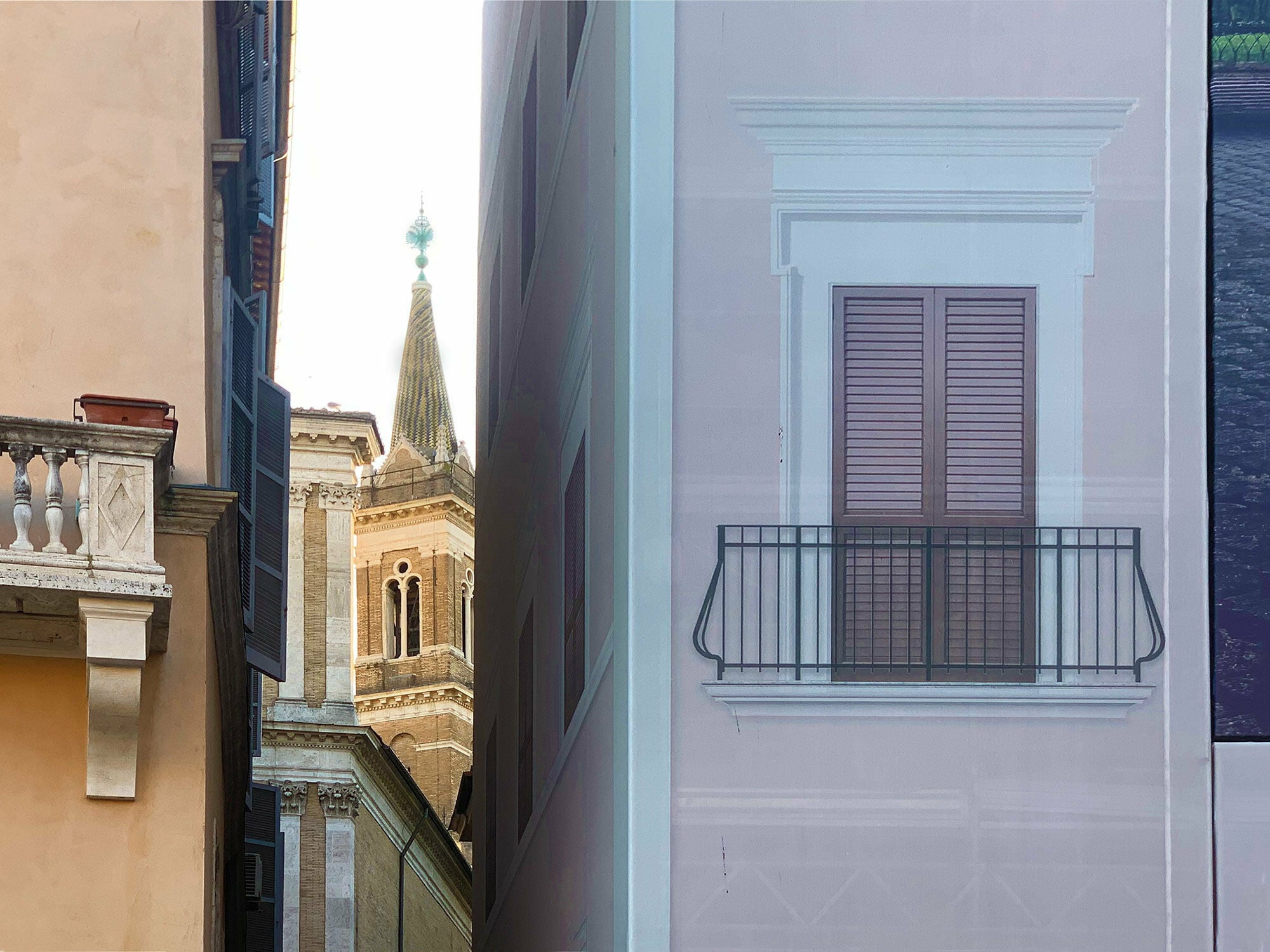 Werden Bestandsbauten saniert, verhüllen üblicherweise Bauplanen die gesamte Fassade. Im Bild: Piazza Navona, Rom
