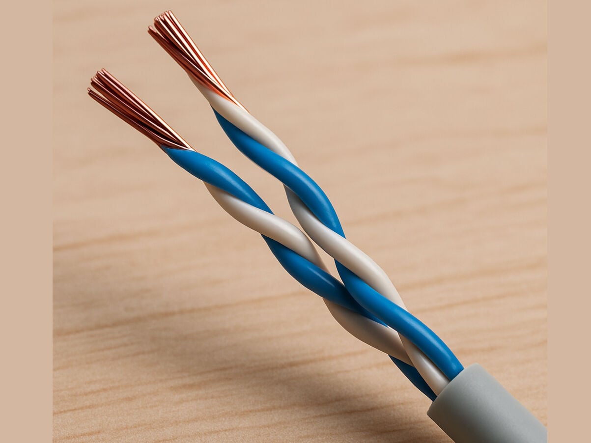 Verdrillte Aderpaare heißen auch Twisted-Pair-Leitungen. Sie sorgen für störungsfreie Datenübertragungen.
