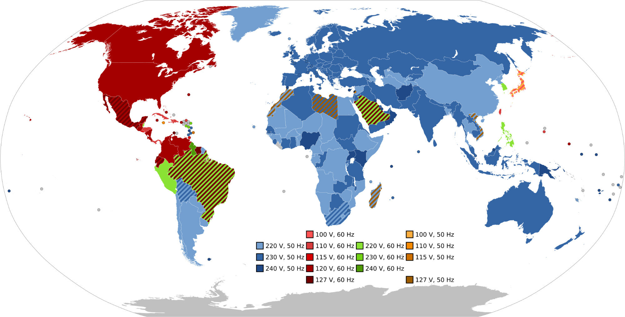 Aus historischen Gründen unterscheiden sich Netzfrequenzen regional.