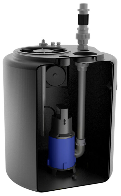 Die einmotorige Hochleistungshebeanlage Sanibox 1 ZPK ist konzipiert für das Fördern von Grauwasser aus Gemeinschaftseinrichtungen. 