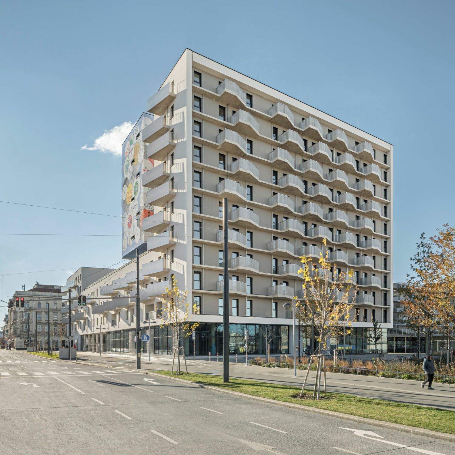 Am Columbusplatz wurde ein zehngeschossiger Hochpunkt ausgebildet.