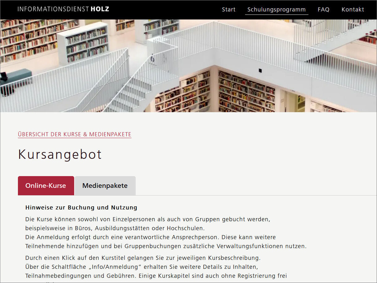 Bildungsplattform des Informationsdienst Holz
