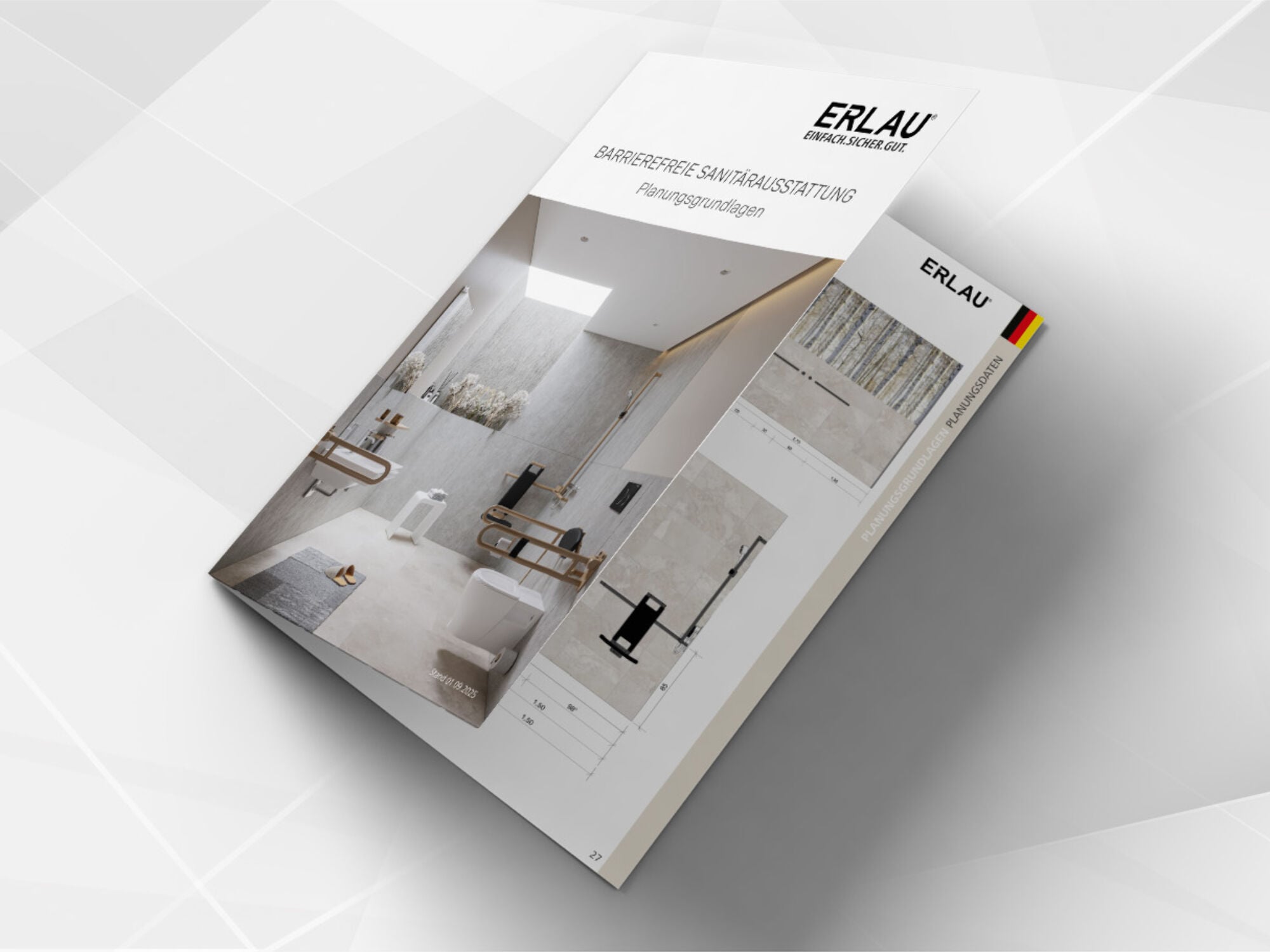 Die aktualisierte Online-Planungsbroschüre von Erlau unterstützt Planer*innen mit praxisnahen Grundlagen für die normgerechte Gestaltung barrierefreier Badezimmer.
