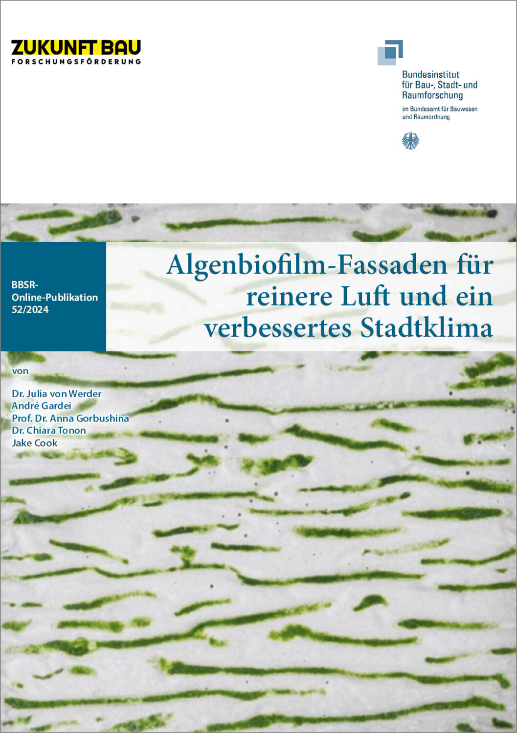 2024 erschien der Baschlussbericht des Forschungsprojekts „Algenbiofilm-Fassaden für reinere Luft und ein verbessertes Stadtklima“.