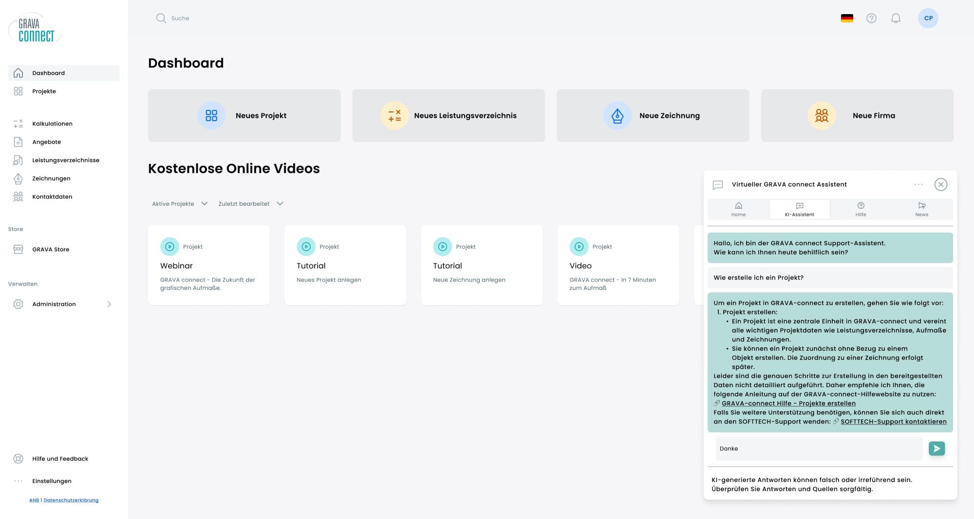Die neuste Version von GRAVA connect beinhaltet einen interaktiven Chatbot, der Nutzenden Rede und Antwort steht.