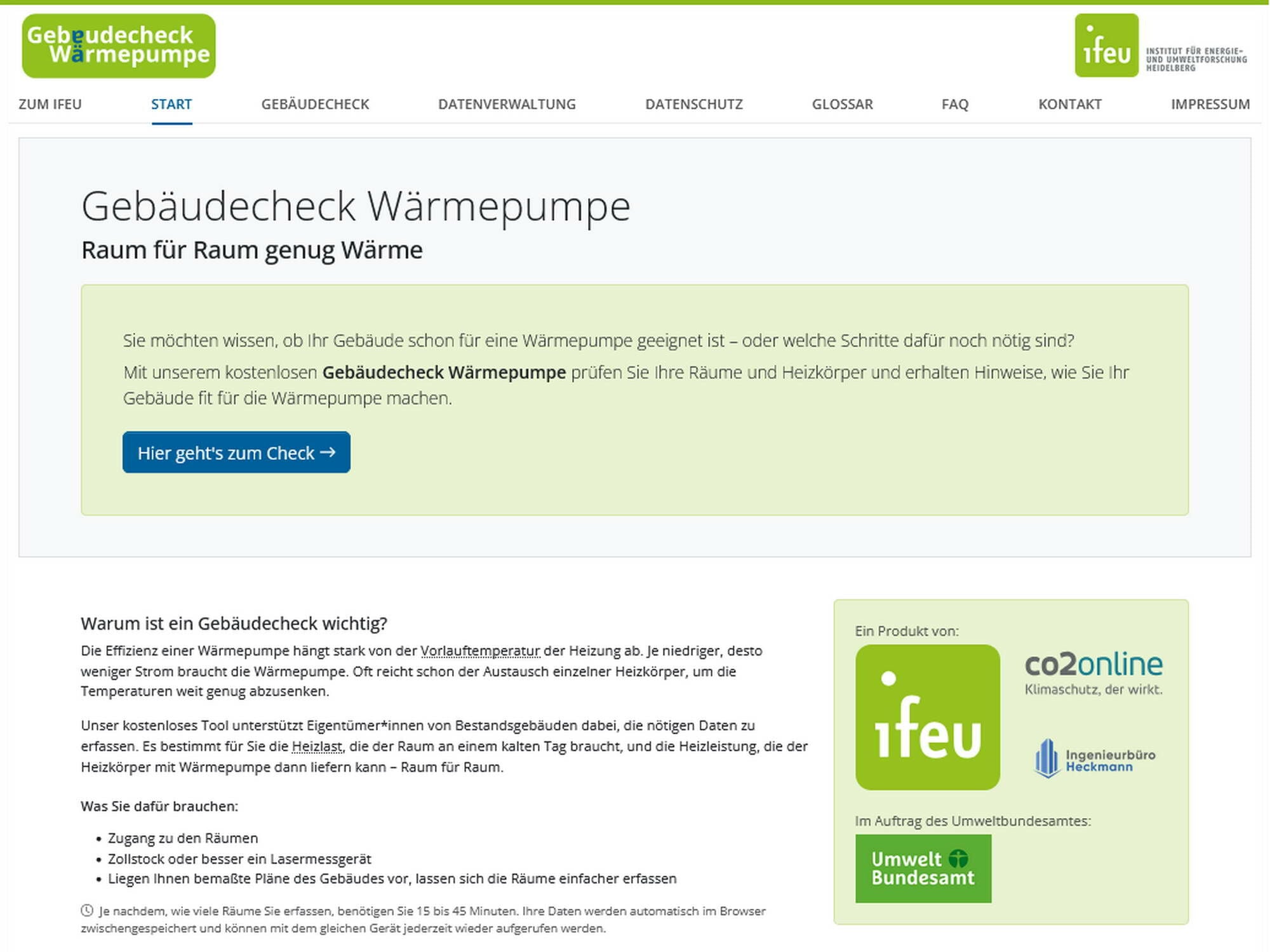 Beim „Gebäudecheck Wärmepumpe“ kann ein Gebäude Raum für Raum bewertet werden.