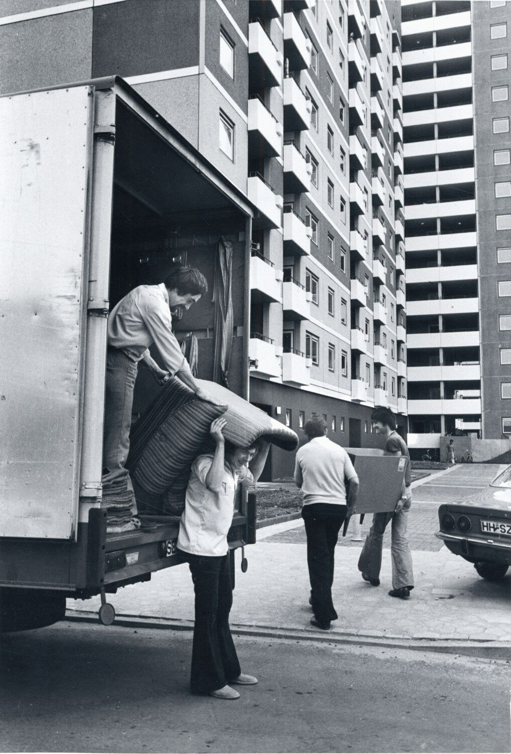 Hamburg, Einzug in die Wohnanlage Kirchdorf-Süd, August 1975