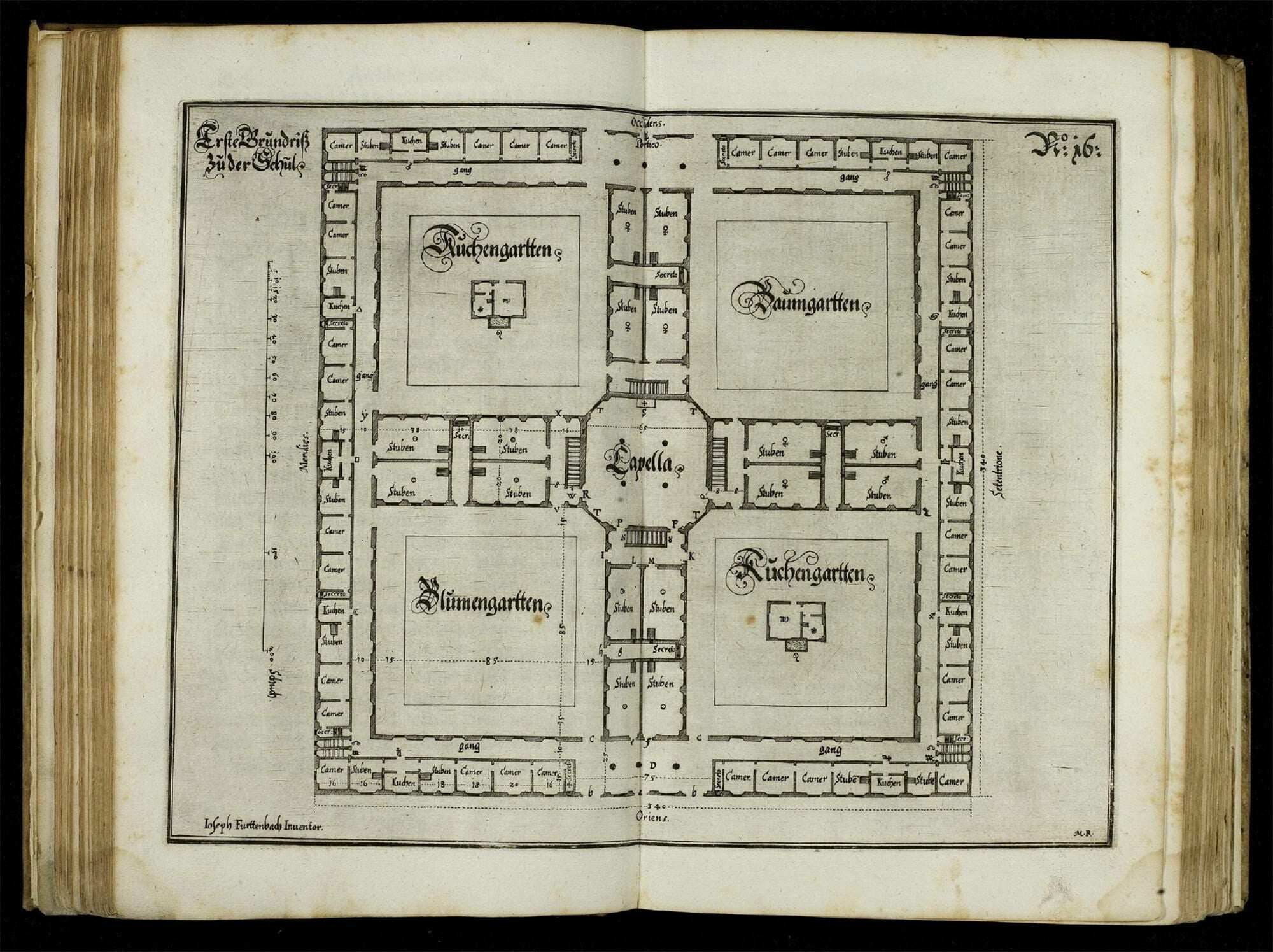 Joseph Furttenbach, Architectura universalis, Ulm 1635, Entwurf eines Schulgartens