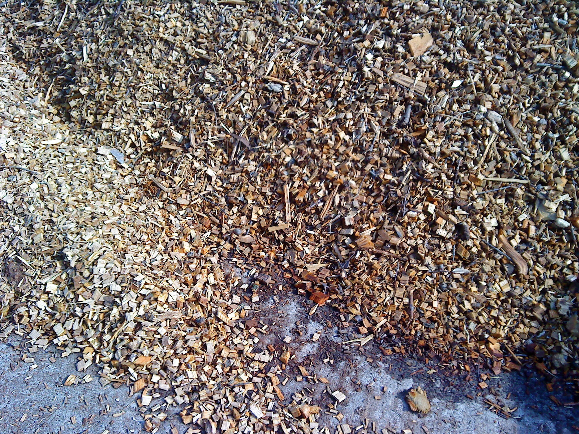 Bei der Lagerung großer Haufwerke bzw. Schüttungen von Holzhackschnitzeln ist eine Selbstentzündung möglich.