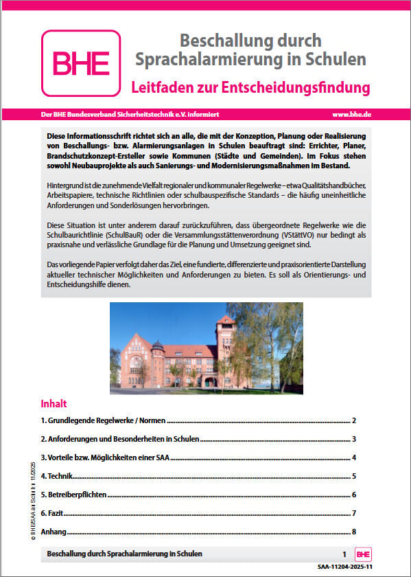 Beschallung durch Sprachalarmierung in Schulen