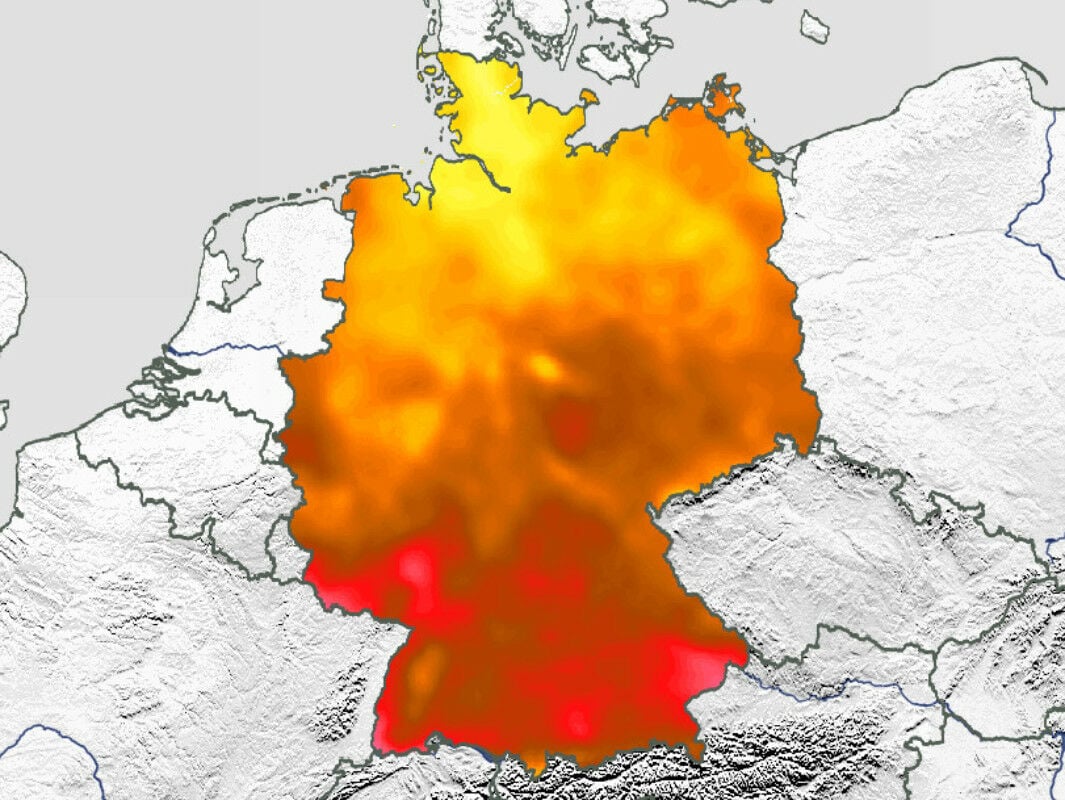 Rasterdaten für die Jahressumme der Globalstrahlung in kWh/m² (Stand Januar 2025)