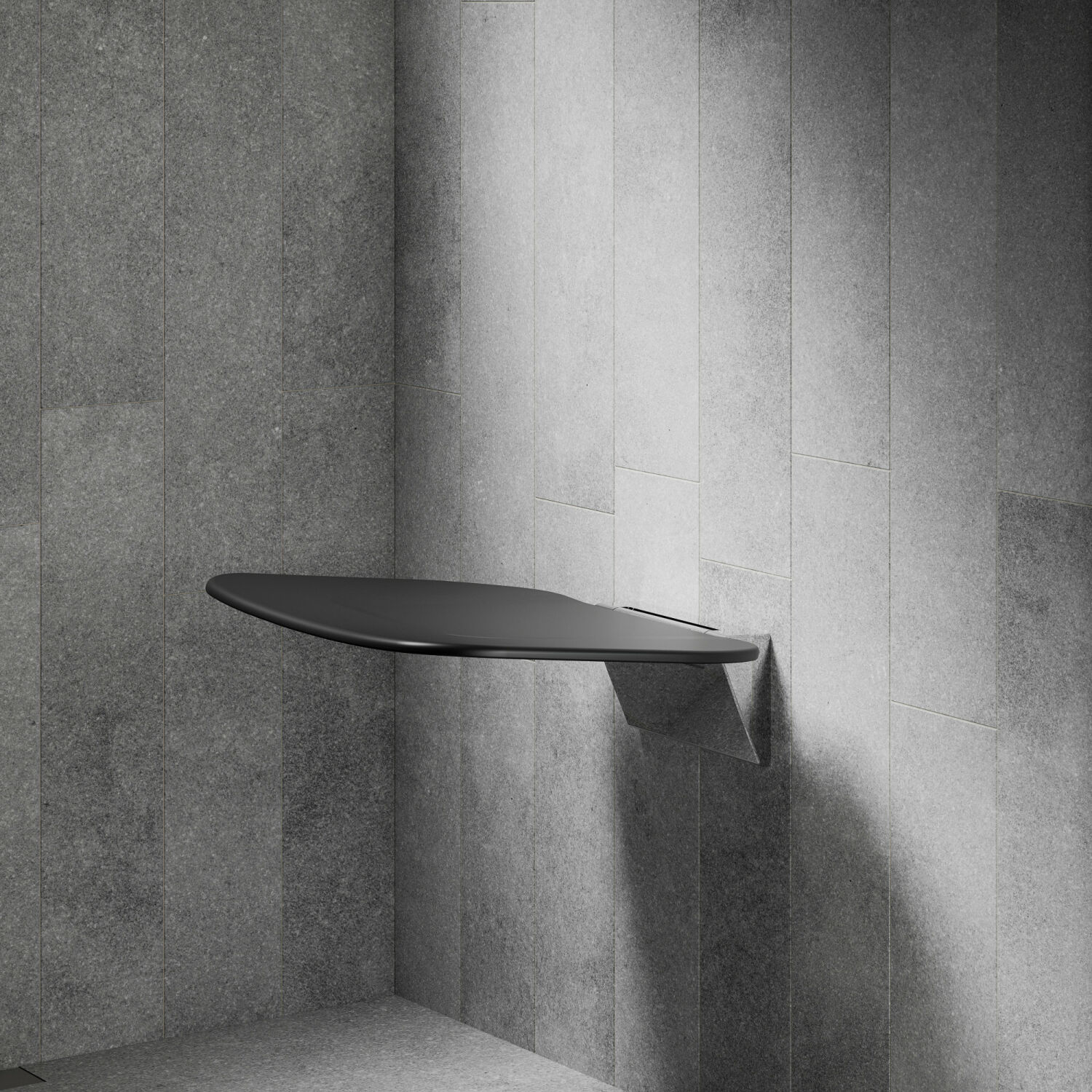 Der Duschklappsitz DKS dient als stabile Sitzmöglichkeit für die Dusche und lässt sich bei Nichtgebrauch platzsparend an die Wand hochklappen. 