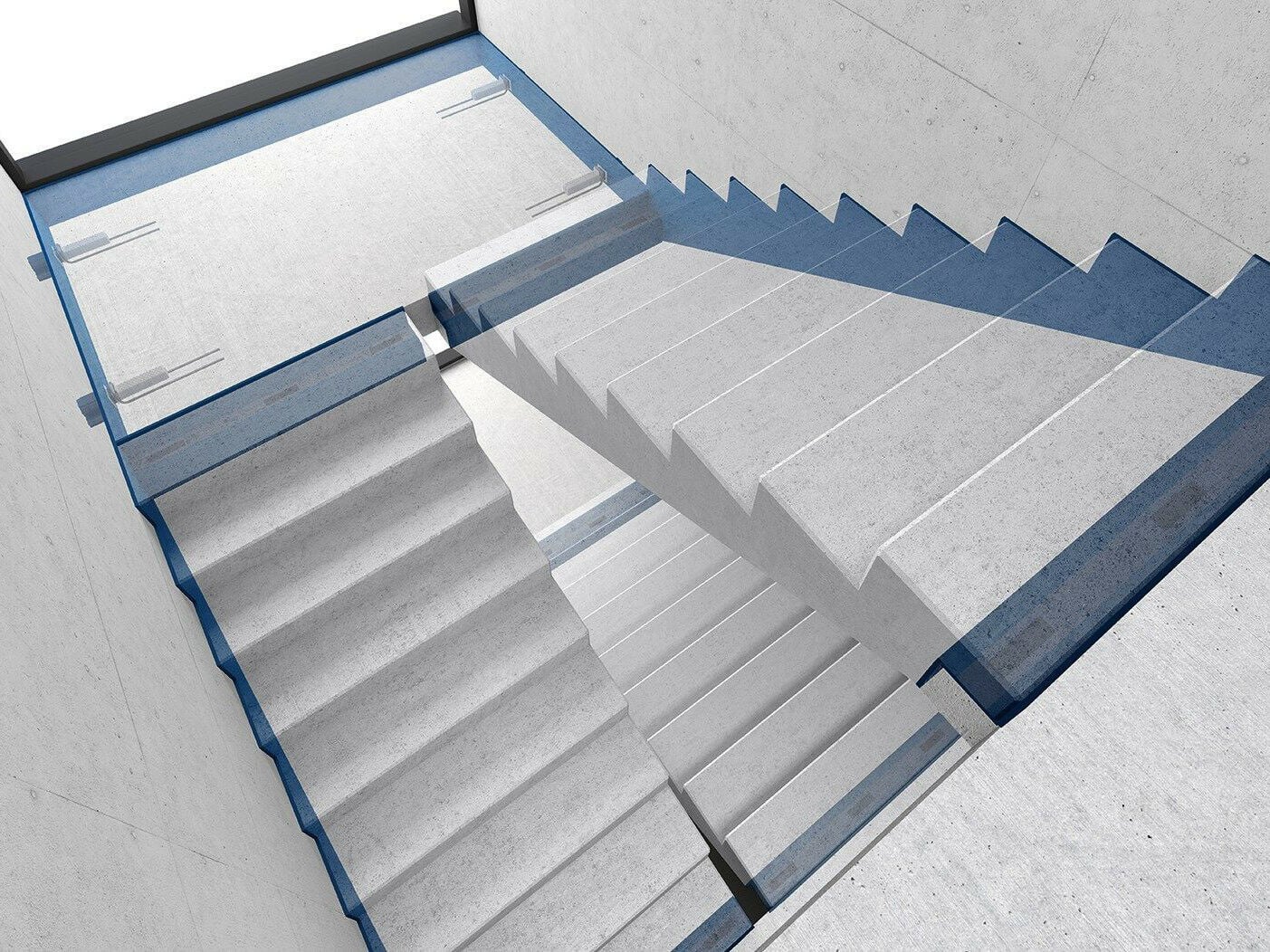Eine Betontreppe lässt sich mit speziellen Auflagern schallentkoppelt einbauen.