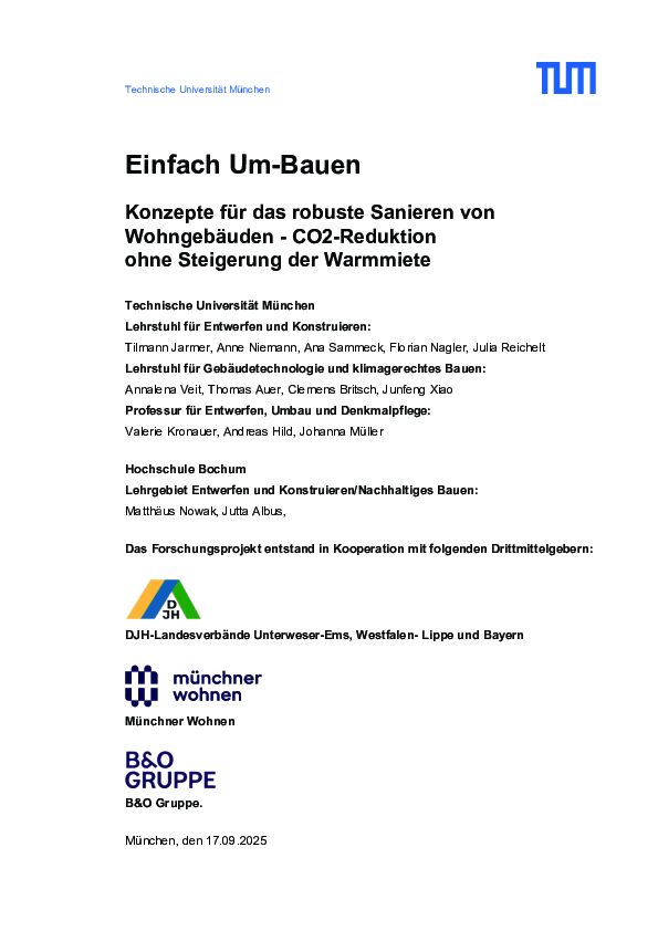 Der vollständige Abschlussbericht ist über die Projektwebseite www.einfach-bauen.net verfügbar.
