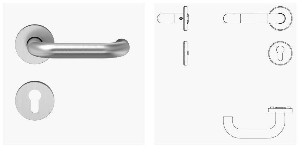 Türdrücker mit Rosettengarnitur D-110 aus Aluminium