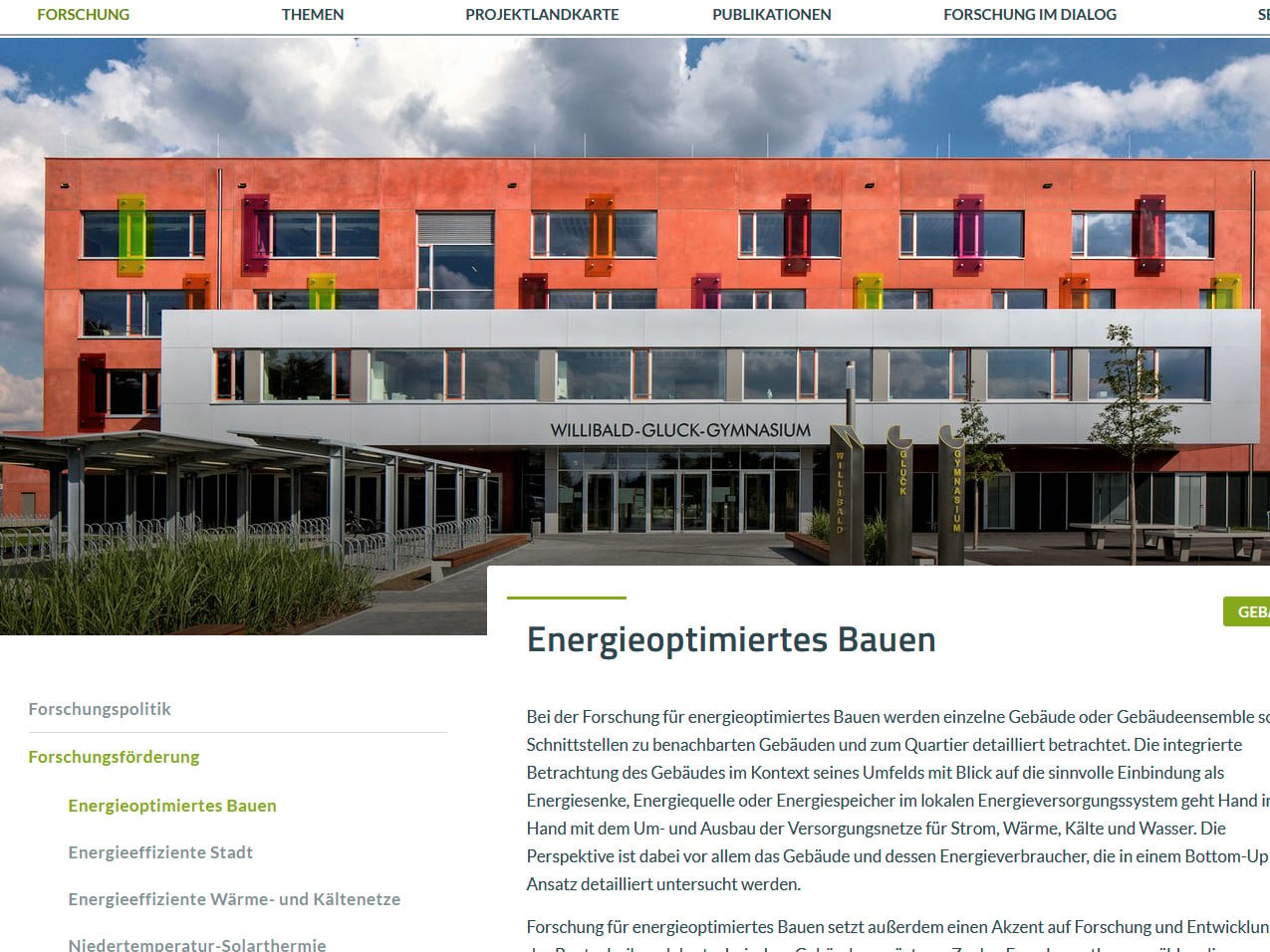 Forschung für Energieoptimiertes Bauen