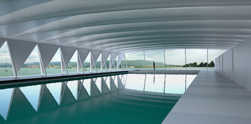 Temporäre Schwimmhalle in Zürich