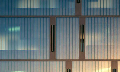 Detail Nord-West-Fassade mit Profilglas
