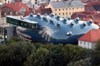 Blick vom Schlossberg auf das Kunsthaus